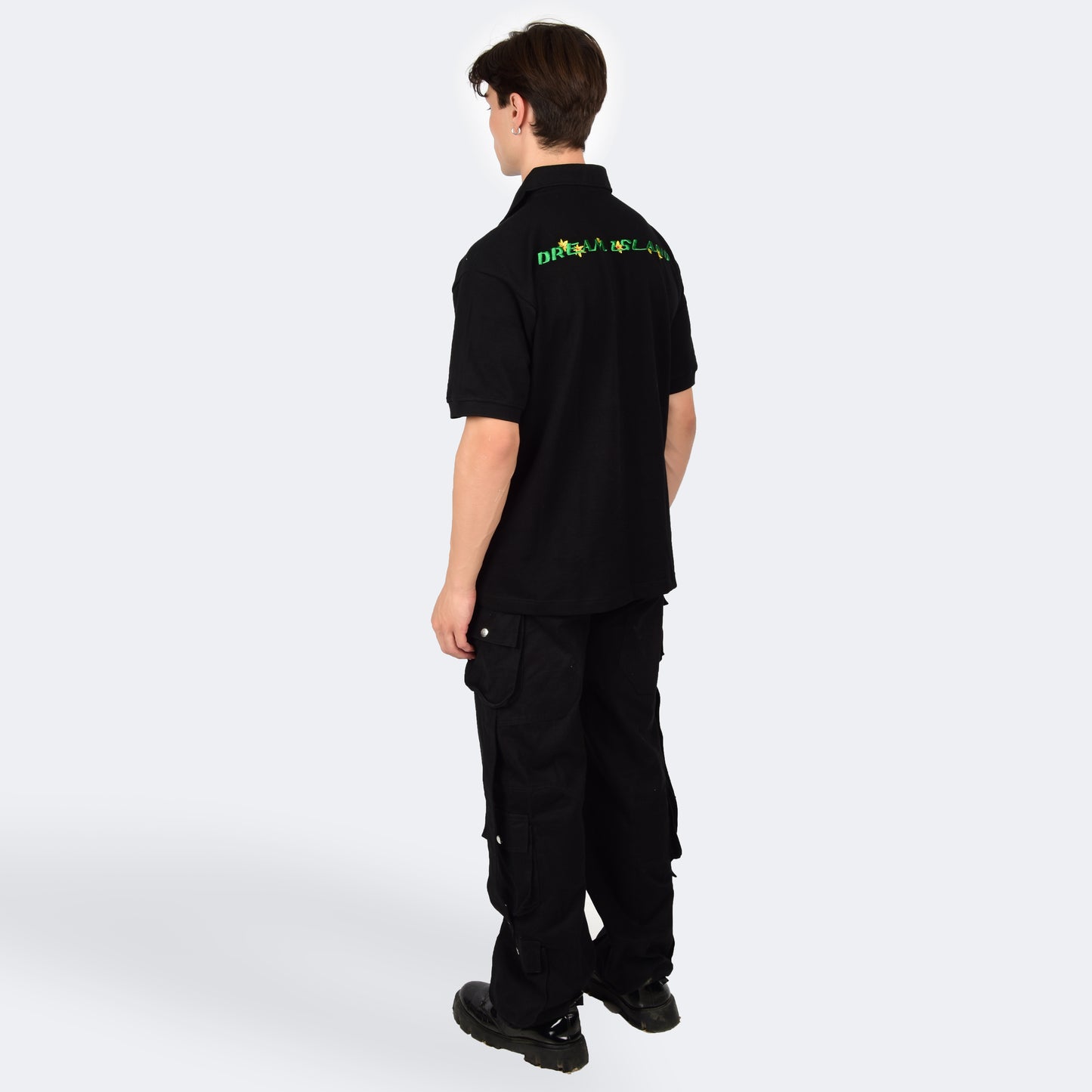 MAPLE LEAF POLO T-SHIRT - BLACK