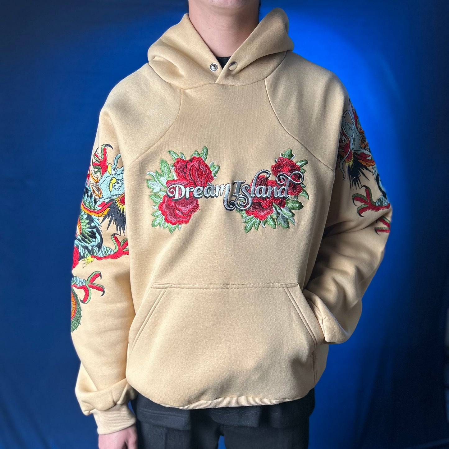 SPIRIT OF THE DRAGON AND TIGER HOODIE - BEIGE