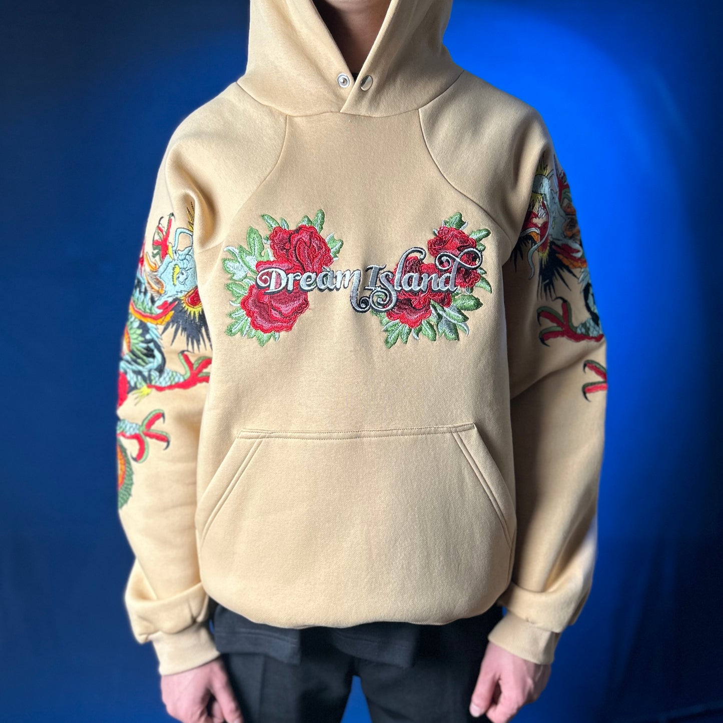 SPIRIT OF THE DRAGON AND TIGER HOODIE - BEIGE