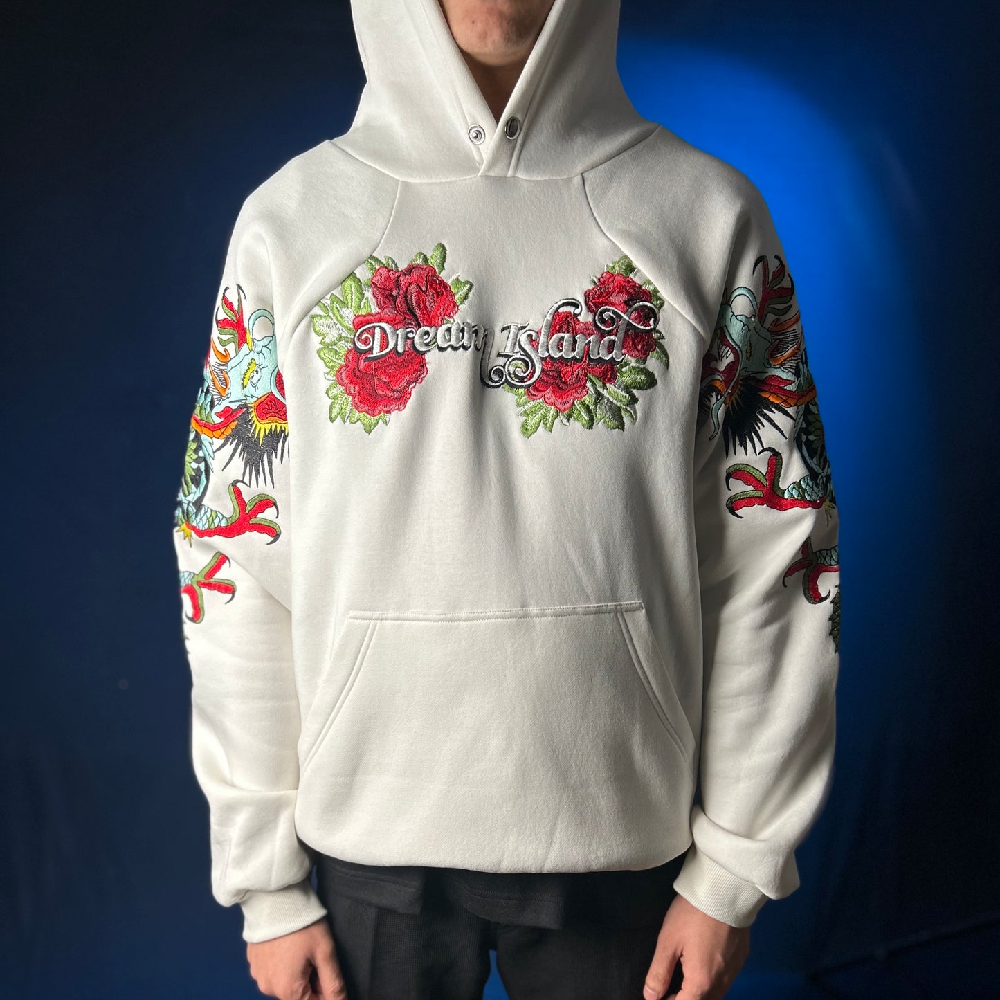 SPIRIT OF THE DRAGON AND TIGER HOODIE - WHITE