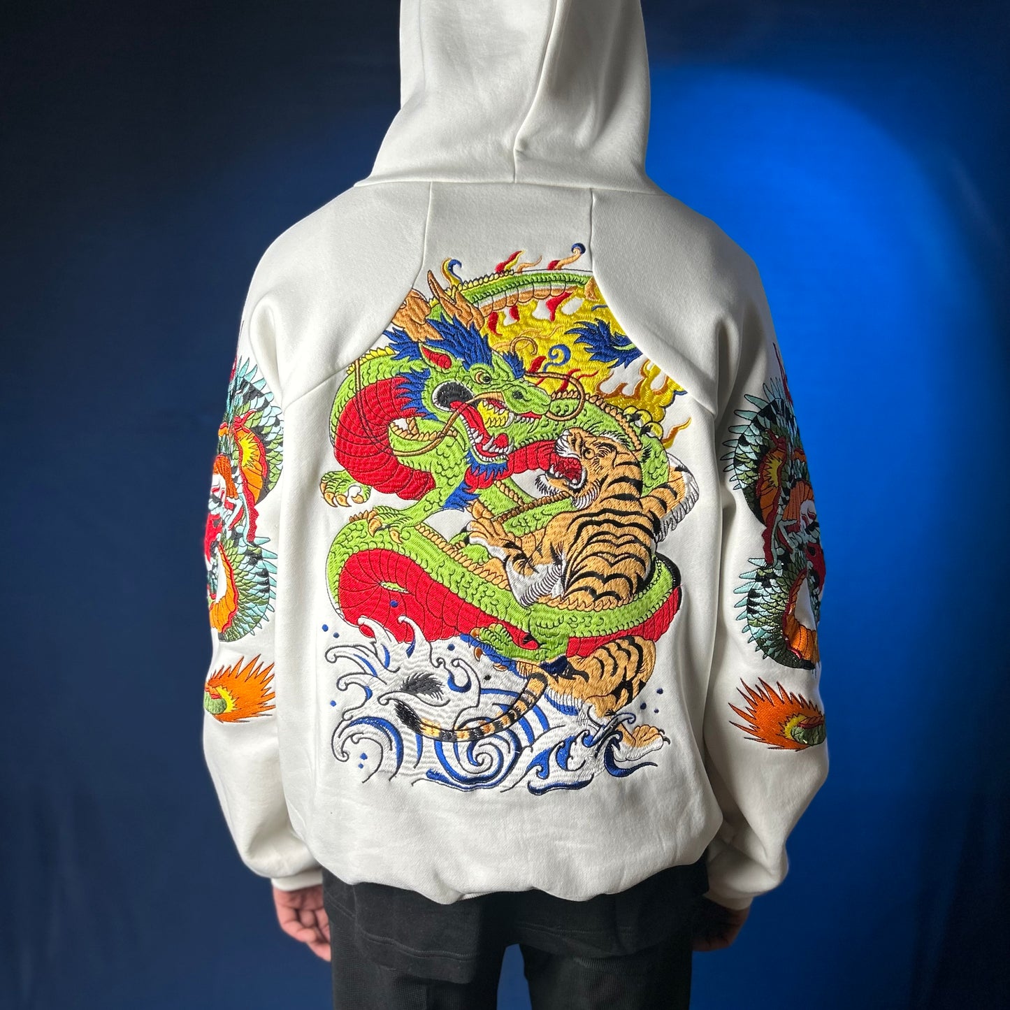 SPIRIT OF THE DRAGON AND TIGER HOODIE - WHITE