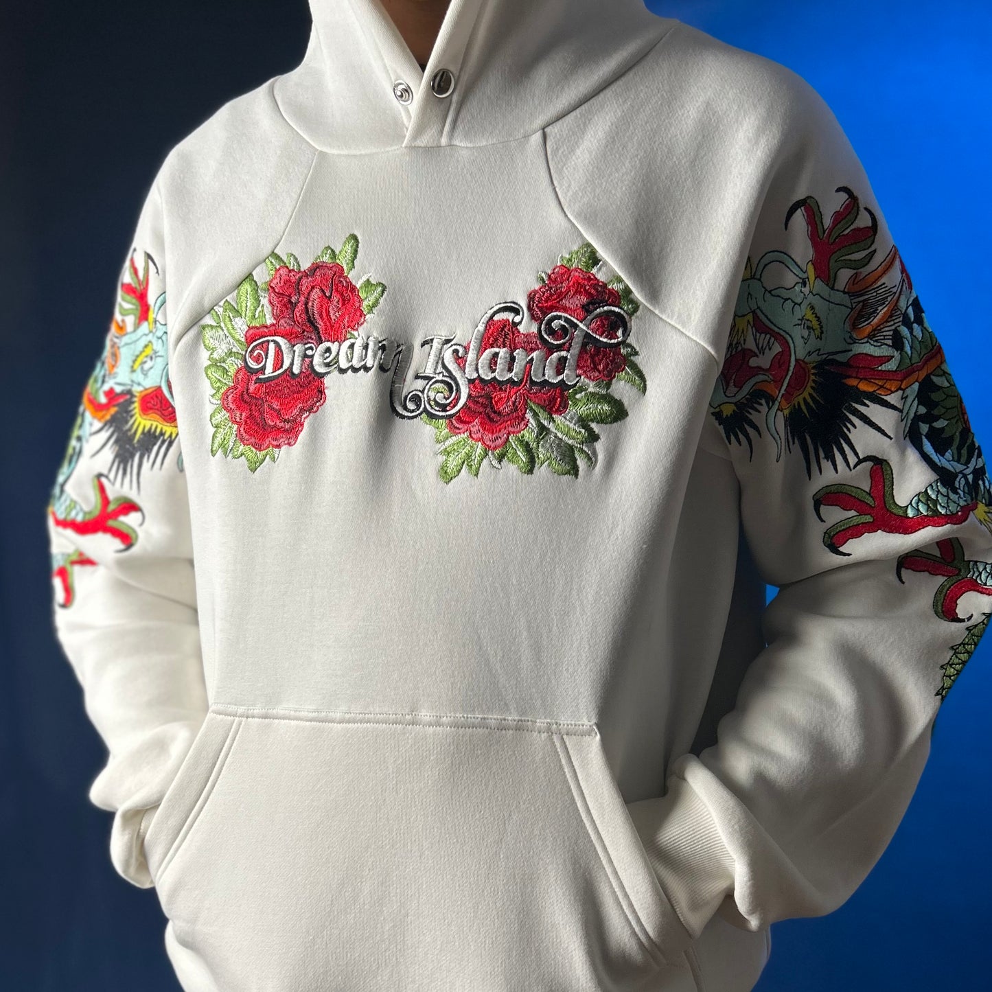 SPIRIT OF THE DRAGON AND TIGER HOODIE - WHITE