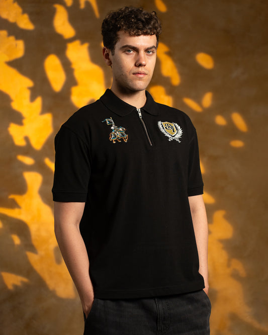 THE RECKONING POLO T-SHIRT - BLACK