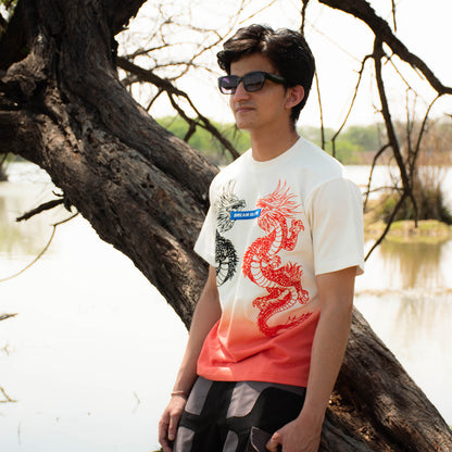 DRAGON T-SHIRT - OMBRE ORANGE