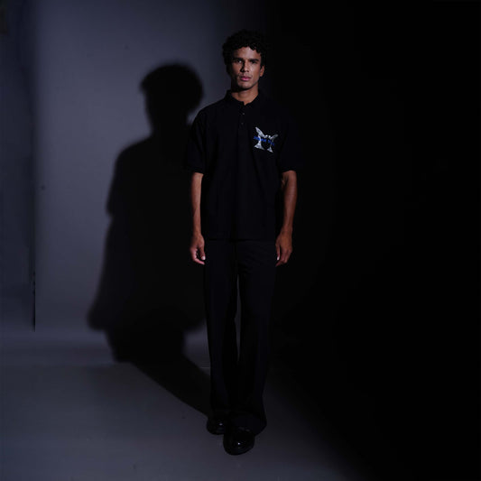 SPIRIT OF THE DRAGON POLO T-SHIRT - JET BLACK