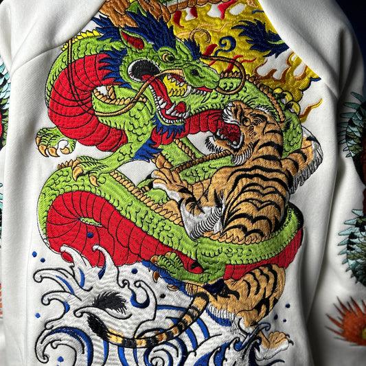 SPIRIT OF THE DRAGON AND TIGER HOODIE - WHITE