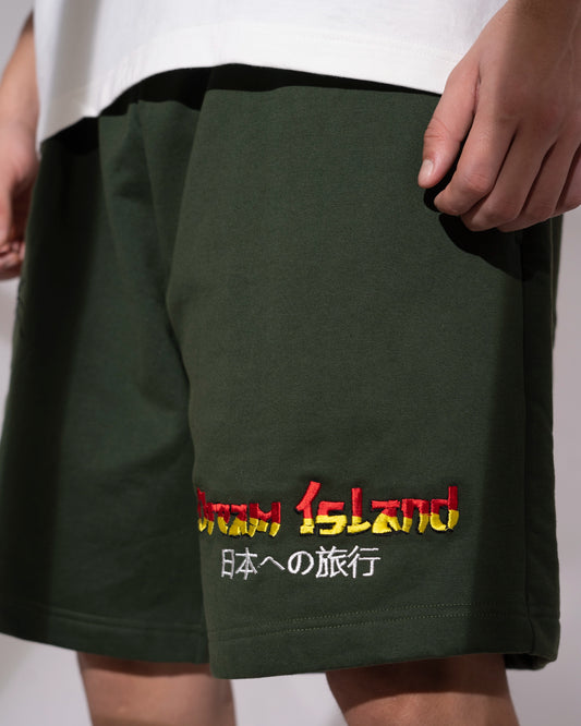 TOKYO ROAR SHORTS - FOREST GREEN