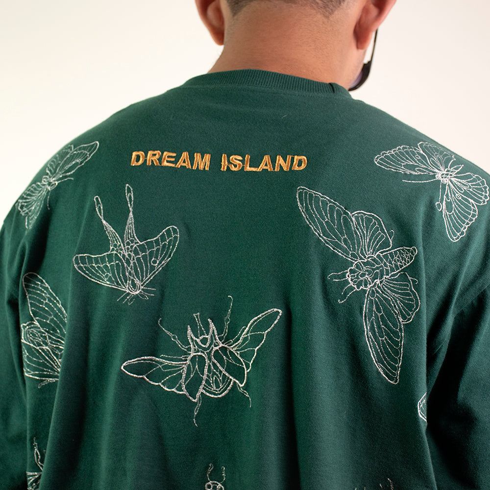 BUGS ZARI EMBROIDERY T-SHIRT - HUNTER GREEN (UNISEX)