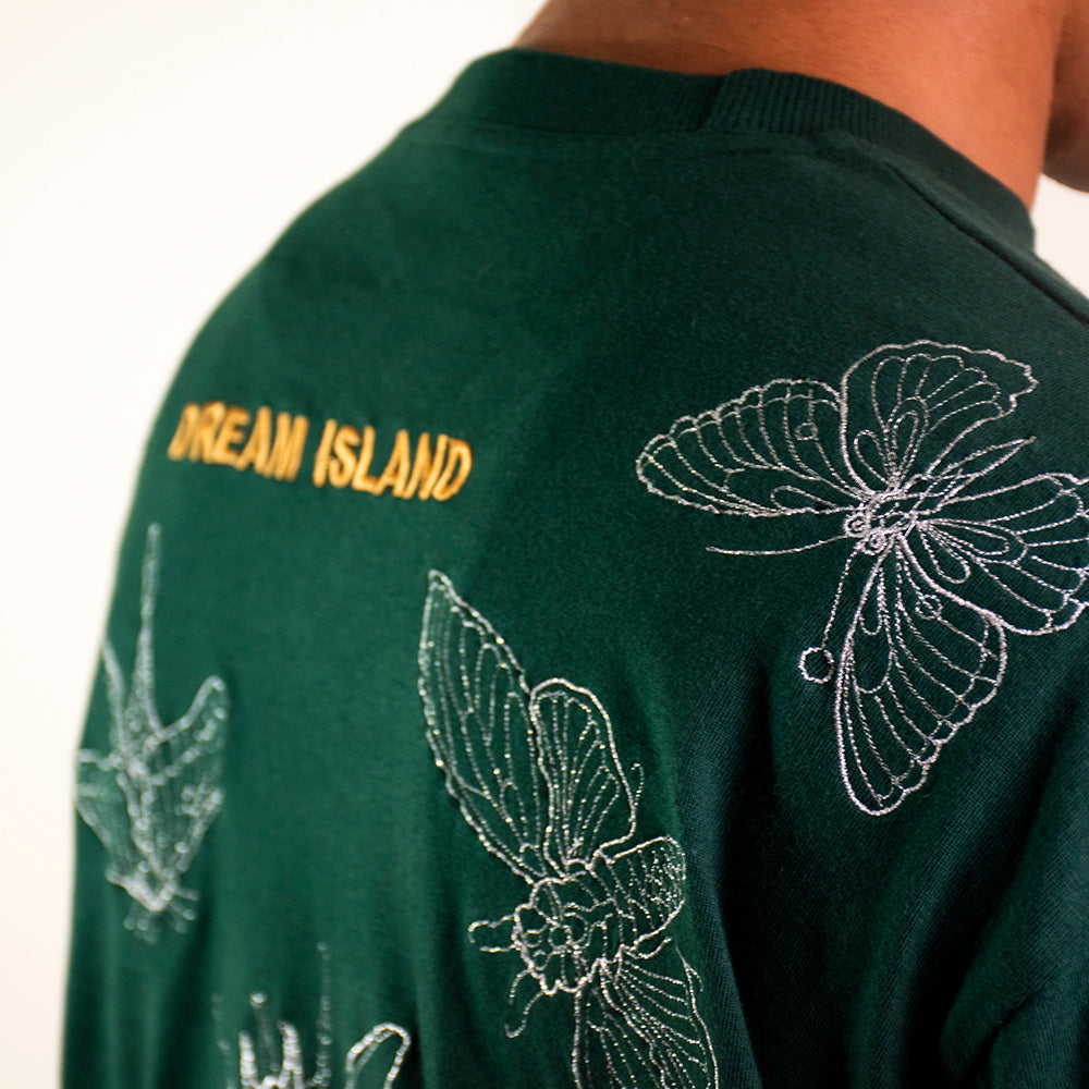 BUGS ZARI EMBROIDERY T-SHIRT - HUNTER GREEN (UNISEX)