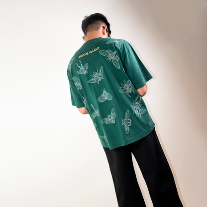 BUGS ZARI EMBROIDERY T-SHIRT - HUNTER GREEN (UNISEX)