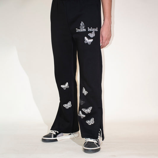 GRAYSCALE BUTTERFLIES SWEATPANTS - JET BLACK (UNISEX)